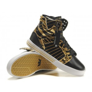 Supra Skytop Shoes Classic Gold Black For Women