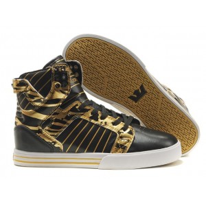 Supra Skytop Shoes Classic Gold Black For Women