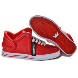 Men's Supra Falcon Low Shoes Red White Footwear UK