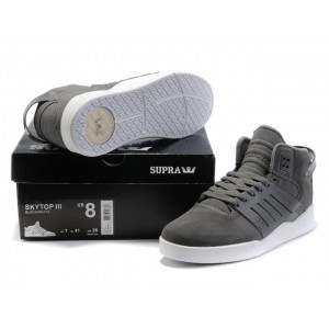 Shop Grey White Supra Skytop 3 III Shoes For Men