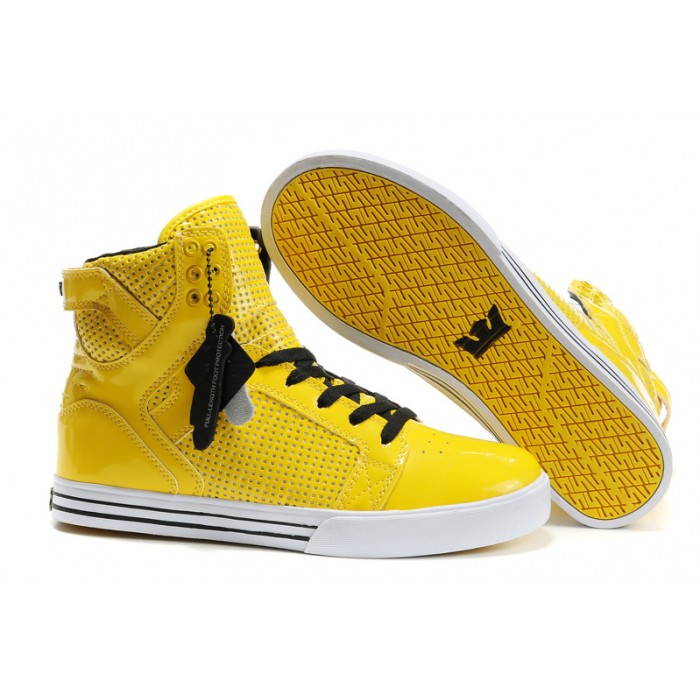 Men's Supra Skytop Shoes Full Yellow White Sneakers Sale