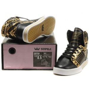Men's Supra Skytop Shoes Zebra Gold Black Sneakers Online