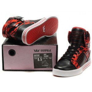 Men's Supra Skytop Shoes Zebra Red Black Footwear