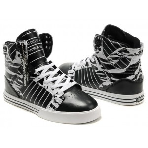 Men's Supra Skytop Shoes Zebra White Black Outlet
