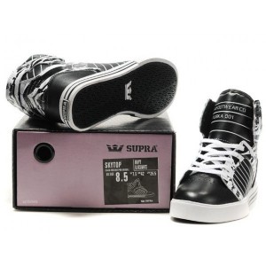 Men's Supra Skytop Shoes Zebra White Black Outlet