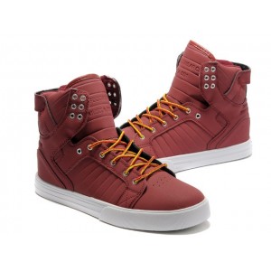 Supra Skytop Men's Shoes Full Brown Red White Sneakers