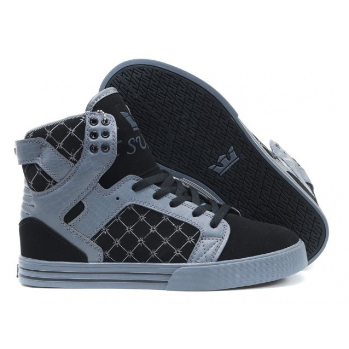 Supra Skytop Men's Shoes Gird Grey Black Sale UK