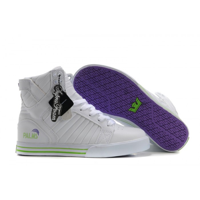 Supra Skytop Shoes Full White PALMS Purple For Men