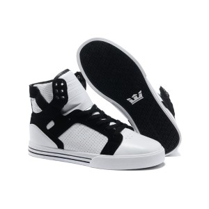 Supra Skytop Shoes Men's Black White Logo