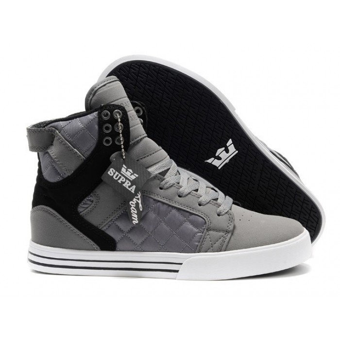 Supra Skytop Shoes Men's Grey Black White Logo