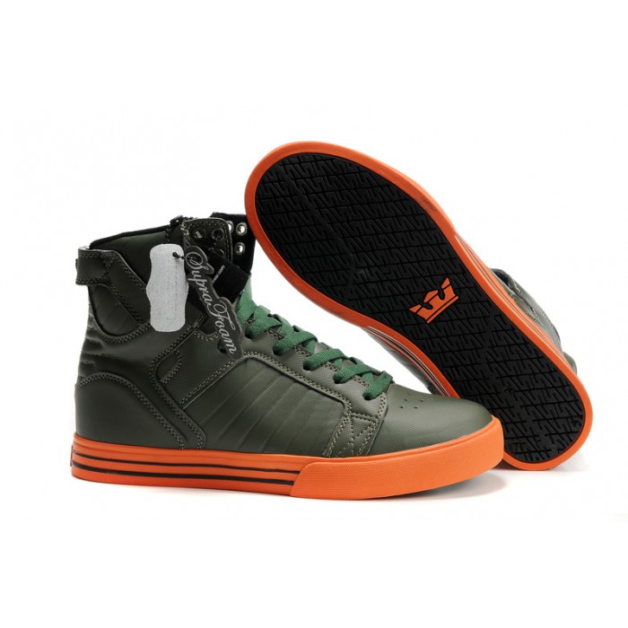 Supra Skytop Shoes Men's Green Orange