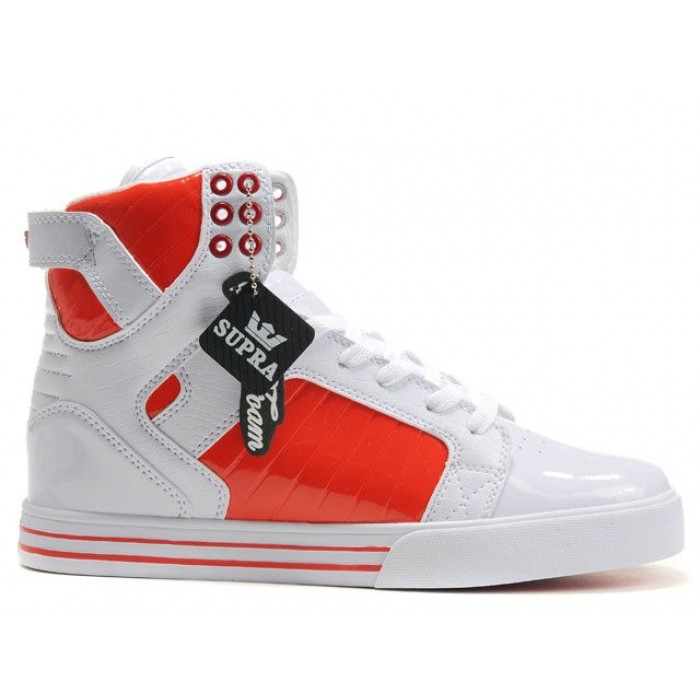 Supra Skytop Shoes Men's Light White Red Footwear Online
