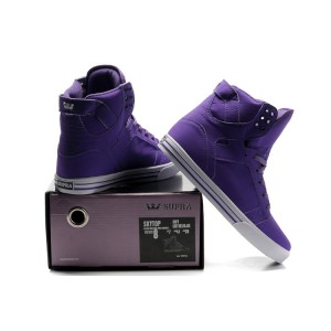 Supra Skytop Shoes Men's Purple White Logo