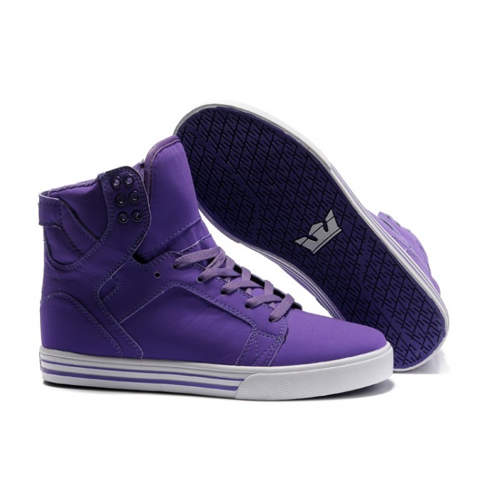 Supra Skytop Shoes Men's Purple White Logo