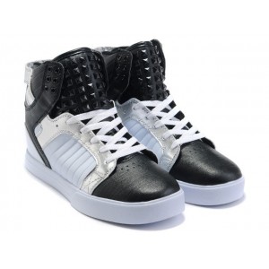 Supra Skytop Shoes Silver Black White For Men