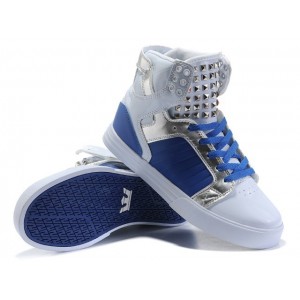 Supra Skytop Shoes Silver Blue White For Men