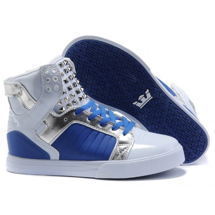 Supra Skytop Shoes Silver Blue White For Men