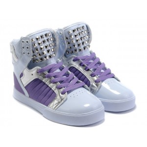 Supra Skytop Shoes Silver Purple White For Men
