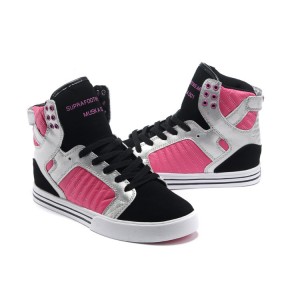 Supra Skytop Women's Shoes Silver Black Pink