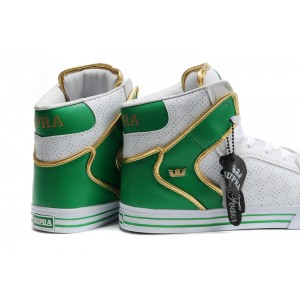 Supra Vaider Shoes Men's White Green Golden